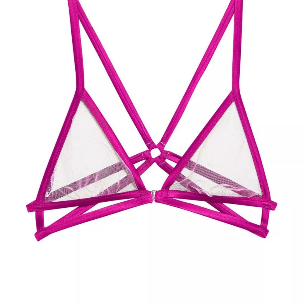 Fleur du Mal Silk Strap Bondage Bra Bougainvillea